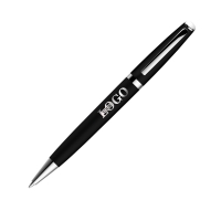 Ручка кулькова металева із гравіюванням чорна