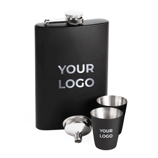 Набор фляга с рюмками с логотипом 180 мл