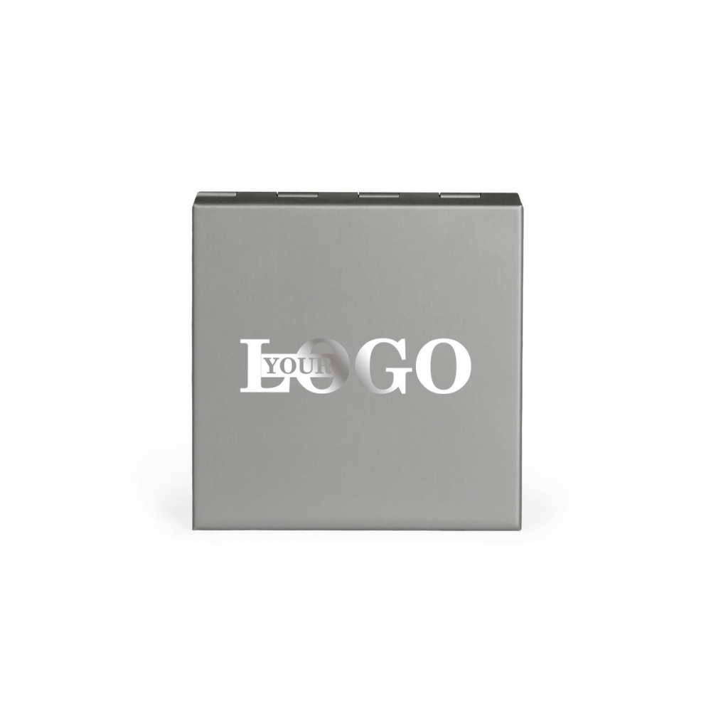 Косметическое зеркало с логотипом серое