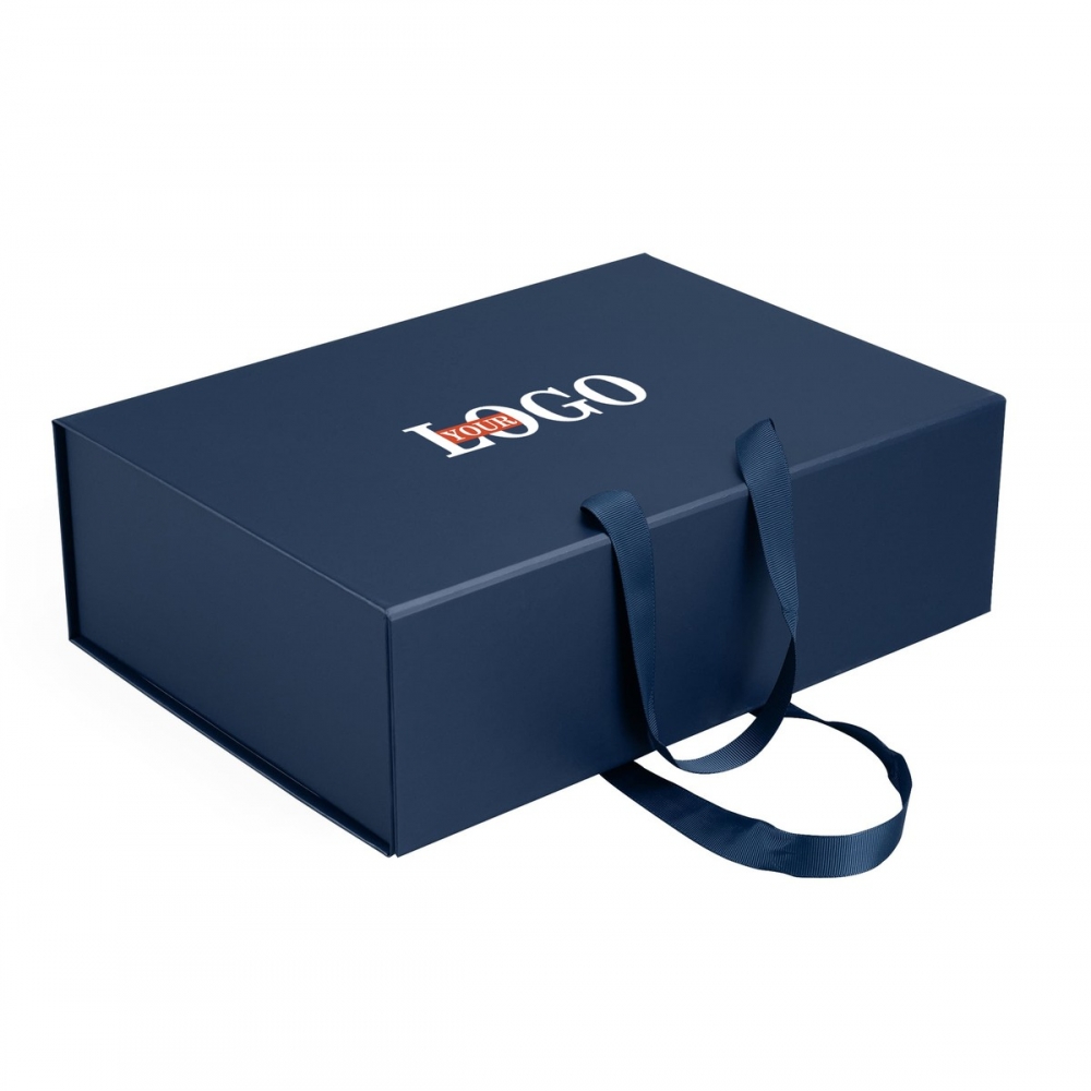 Коробка подарункова із логотипом темно-синя