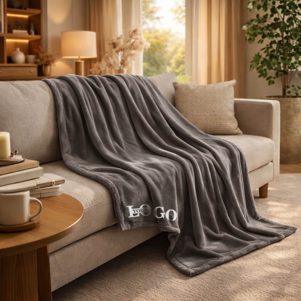 Флисовый плед с логотипом  для брендирования 130 х 180 см