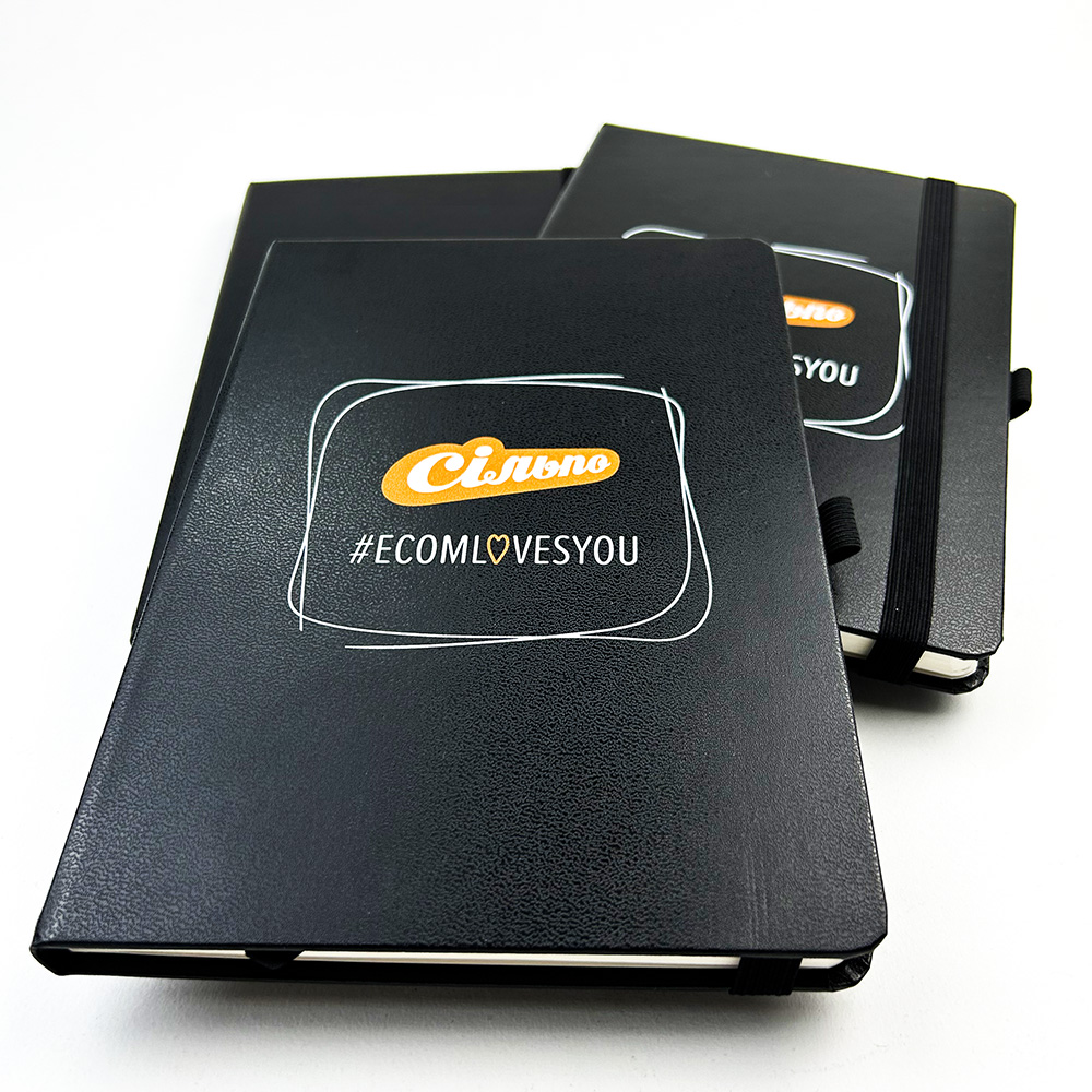 Блокноты с логотипом серый