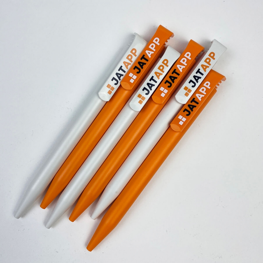 Ручка пластиковая с цветным клипом с логотипом