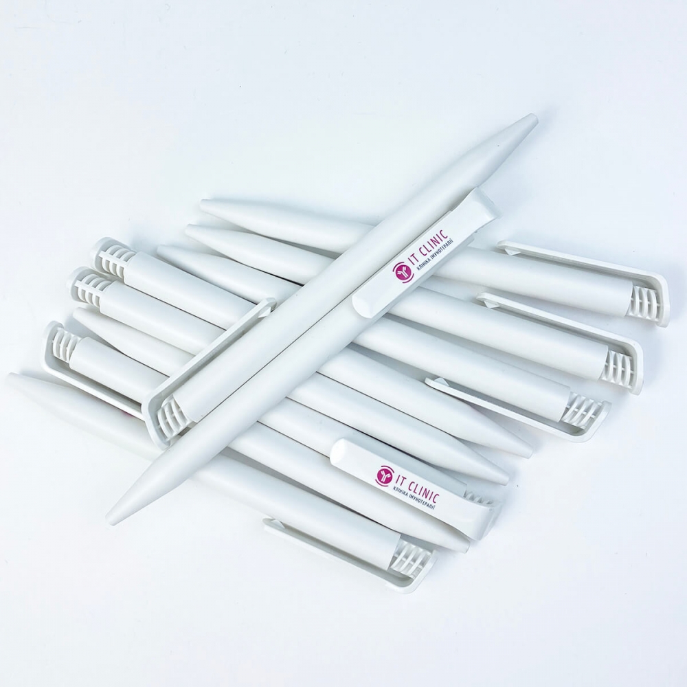 Ручка пластиковая с цветным клипом с логотипом