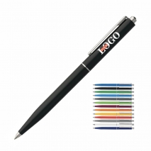 Ручка пластикова зі срібним кліпом з логотипом Ручка пластикова зі срібним кліпом з логотипом