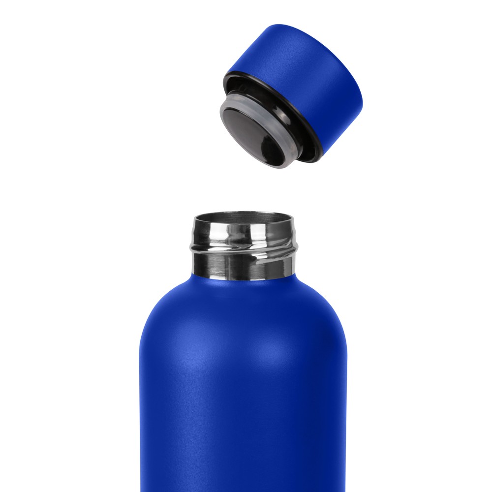 Термобутылка термос с логотипом синяя