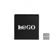 Дзеркало кишенькове з логотипом металеве квадратне