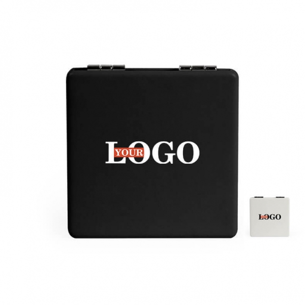 Дзеркало кишенькове екошкіра квадратне з логотипом чорне