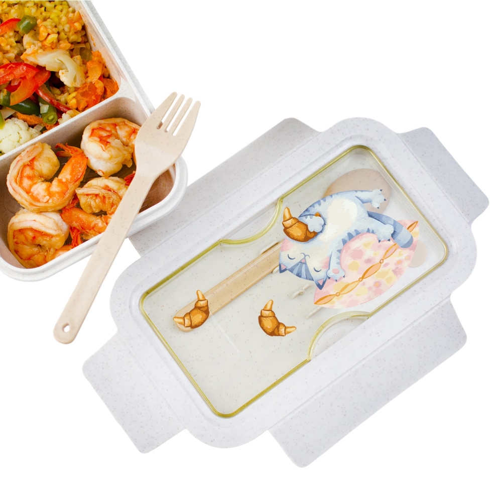 Ланч бокс Кот с круассаном ( из пшеничного эко-волокна) Ланч бокс Кот с круассаном ( из пшеничного эко-волокна)